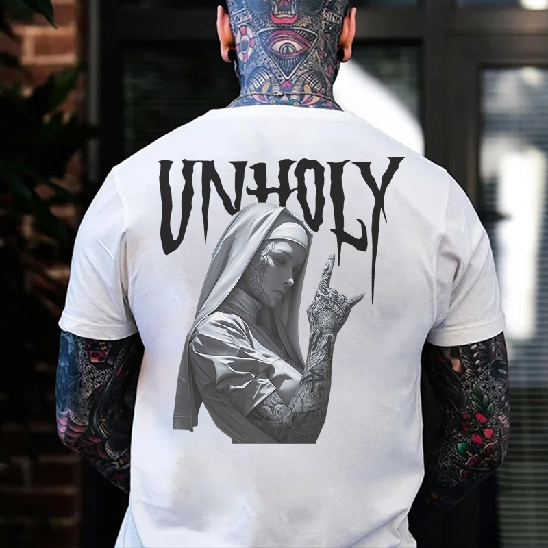 UNHOLY Tattooed Nun Print Men's T-Shirt