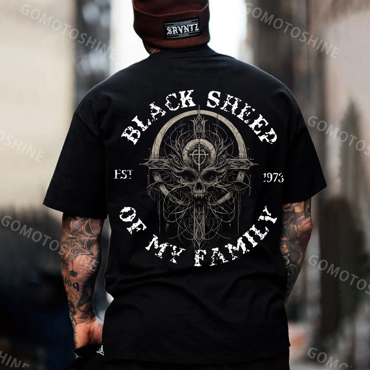 BLACK SHEEP OF MY FAMILY Skull Print Men's T-Shirt