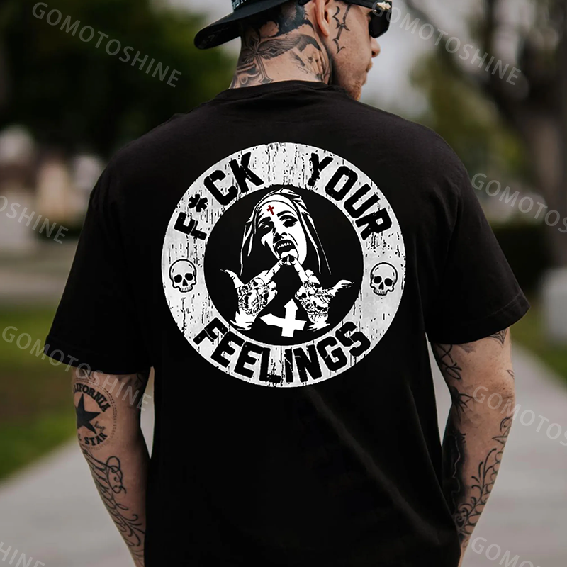 Fuck Your Feelings Black Print T-Shirt