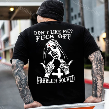 DON'T LIKE ME Defiant Nun Black Print T-Shirt