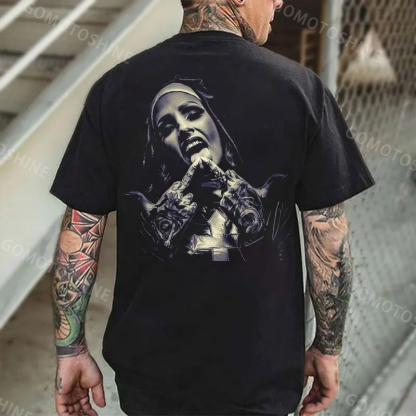 Nun and crucifix Men's printed T-shirt