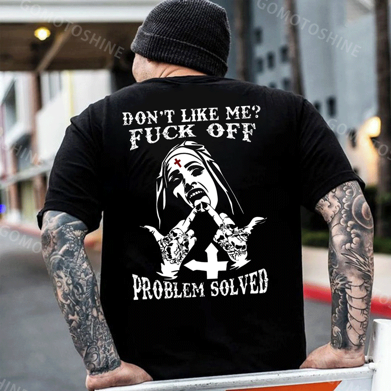DON'T LIKE ME Defiant Nun Black Print T-Shirt