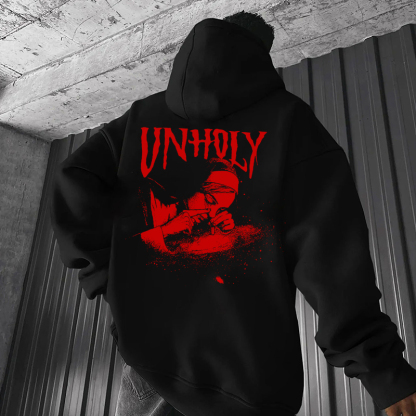 UNHOLY Nun Smoking Dark Style Black Print Hoodie