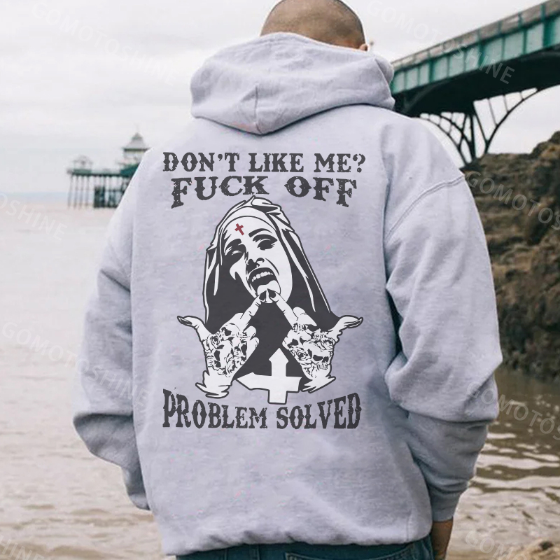 DON'T LIKE ME F*CK OFF Nun Black Print Hoodie Image - 4