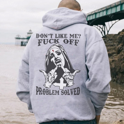 DON'T LIKE ME F*CK OFF Nun Black Print Hoodie Image - 4