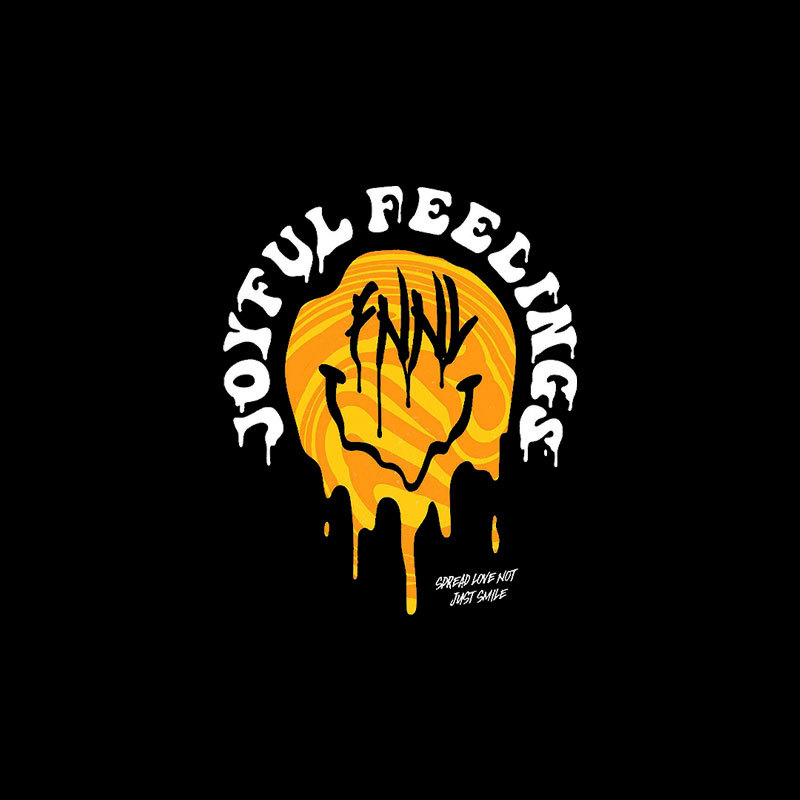 JOYFUL FEELINGS Sweaty Emoji Black Print T-shirt