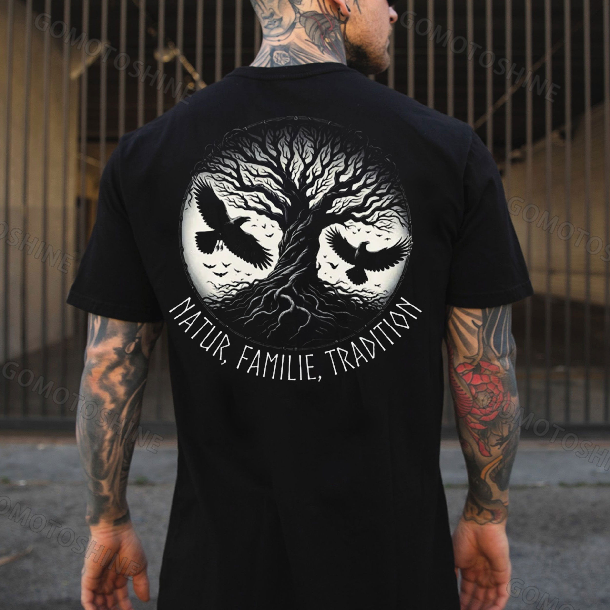 NATUR FAMILY TRADITION Crow Print Men's T-Shirt