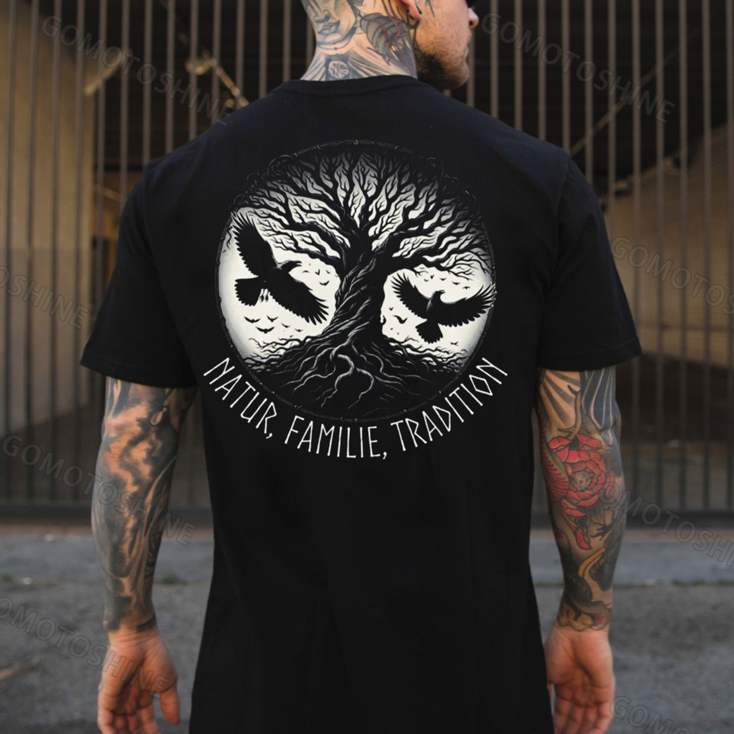 NATUR FAMILY TRADITION Crow Print Men's T-Shirt