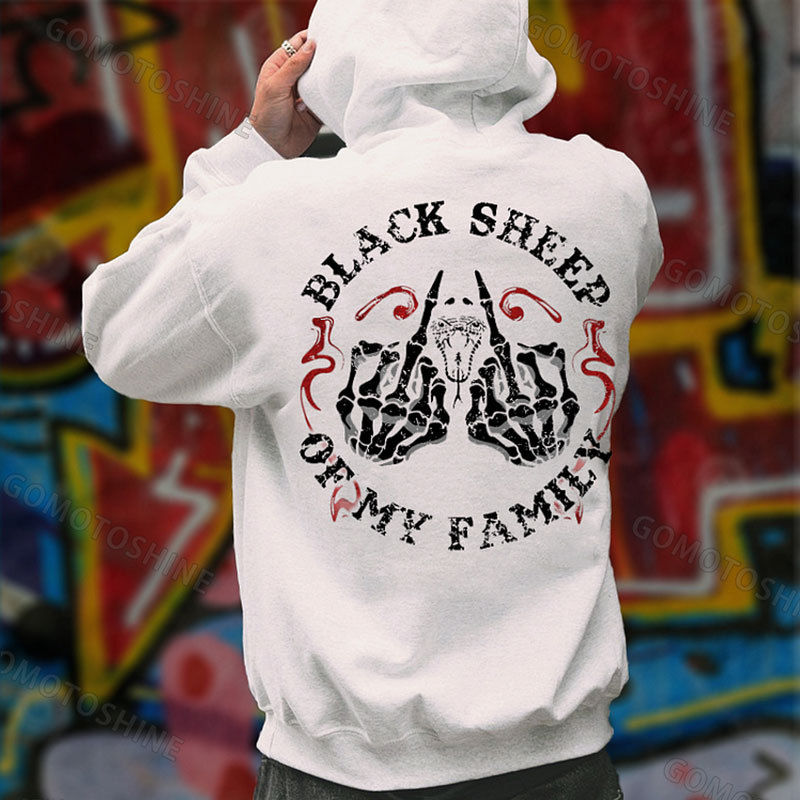 BLACK SHEEP OF MY FAMILY Bone Hand Print Men's Hoodie