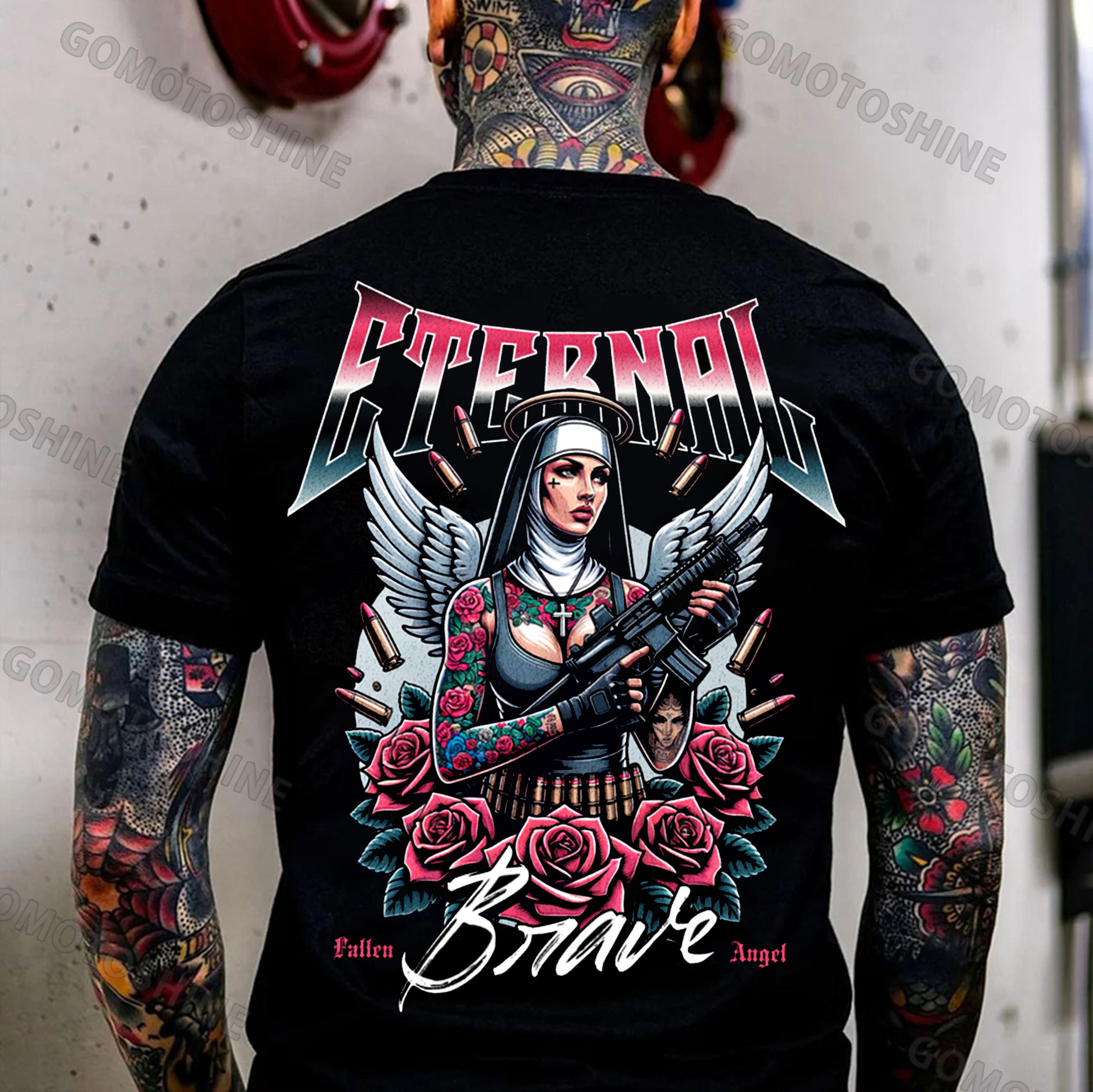 ETERNAL BRAVE Gangster Nun Print Men's T-Shirt