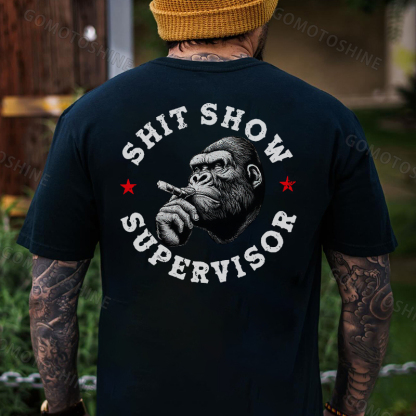 SHIT SHOW SUPERVISOR Chimpanzee Black Print T-shirt