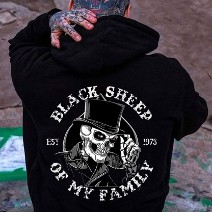 BLACK SHEEP OF MY FAMILY Skeleton Print Men's Hoodie