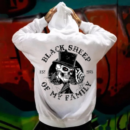 BLACK SHEEP OF MY FAMILY Skeleton Print Men's Hoodie