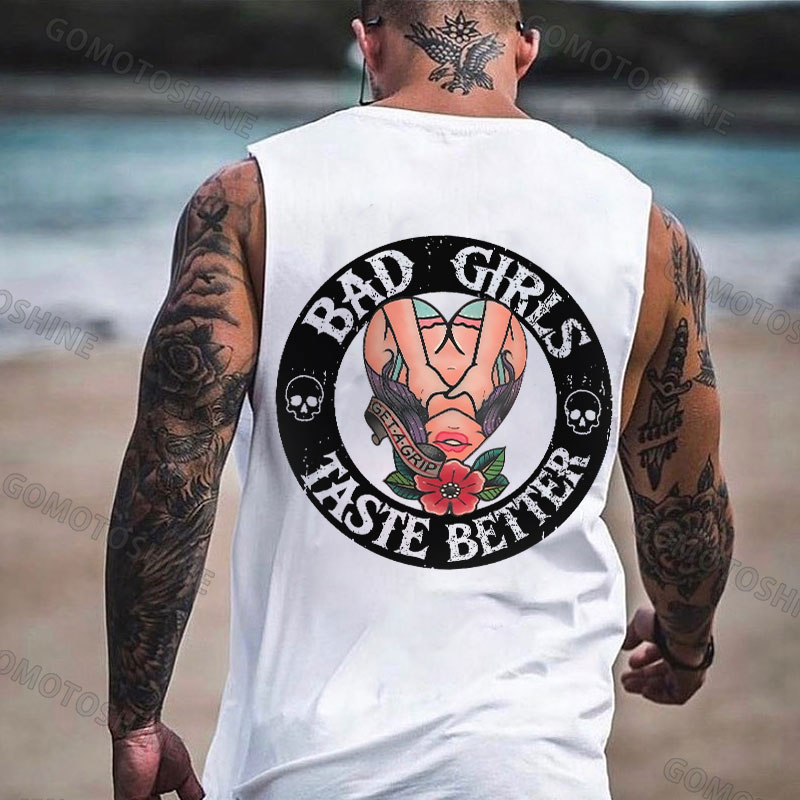 BAD GIRLS TASTE BETTER Get A Grip Sexy Lady Print Men's Vest