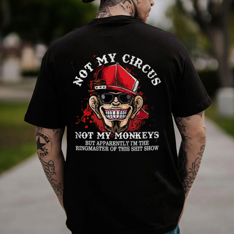 NOT MY CIRCUS NOT MY MONKEYS Black Print T-shirt