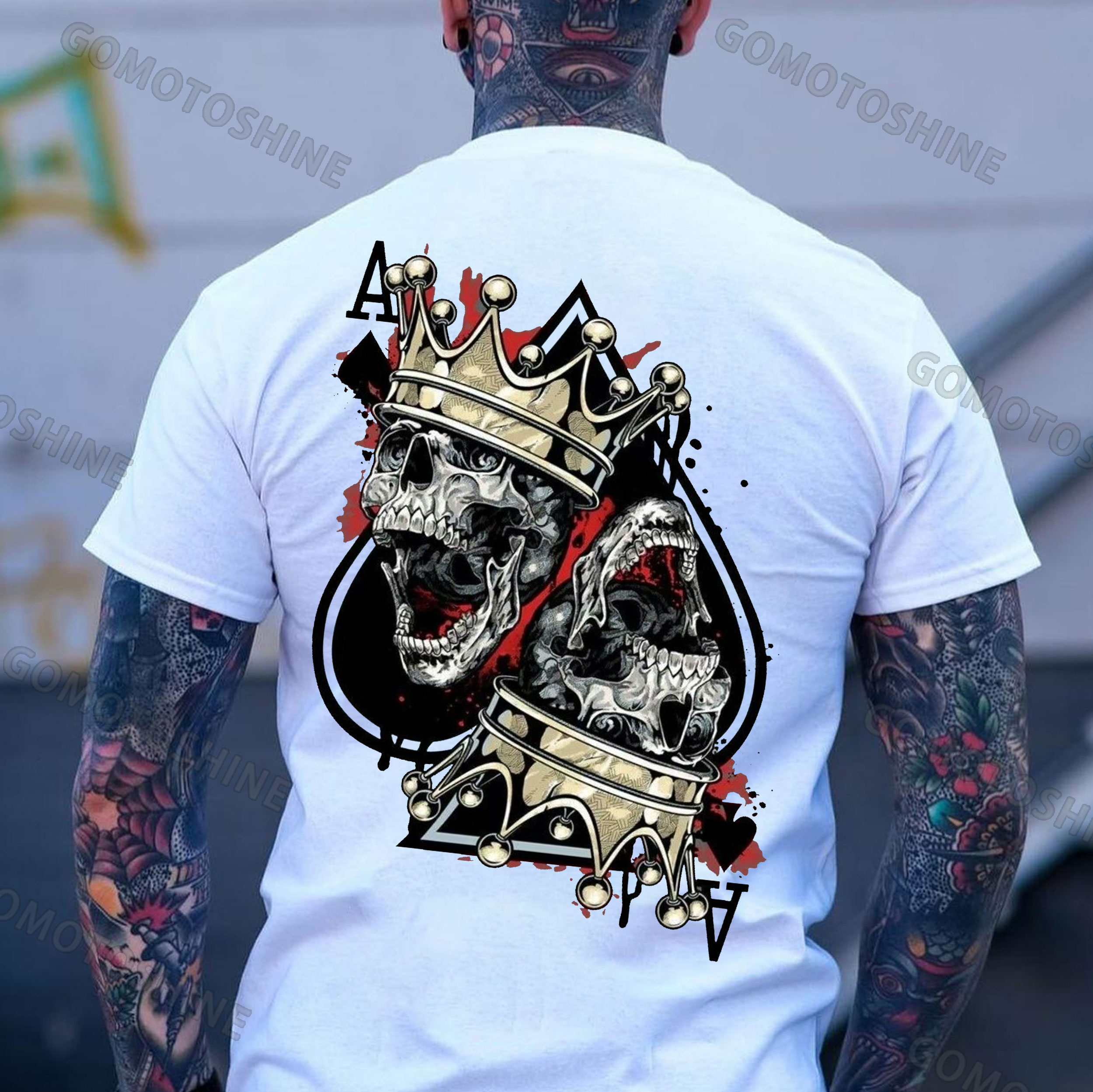 Ace Of Spade Crown&Skull Print Men's T-Shirt
