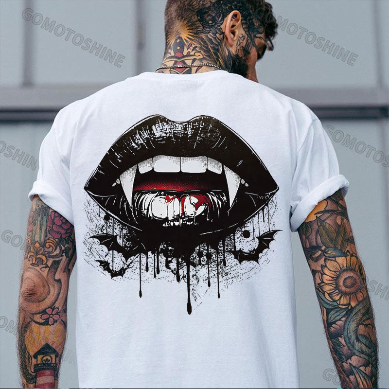 Vampire Mouth Print Men's T-Shirt