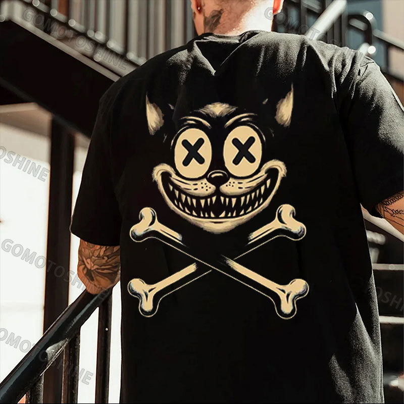 Cat Skull Print Men's T-Shirt