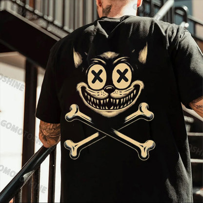 Cat Skull Print Men's T-Shirt