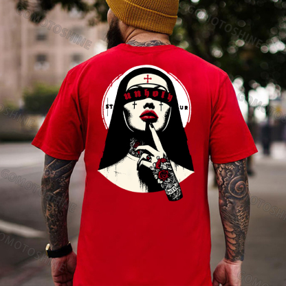UNHOLY Sexy Tattooed Nun Print Men's T-Shirt