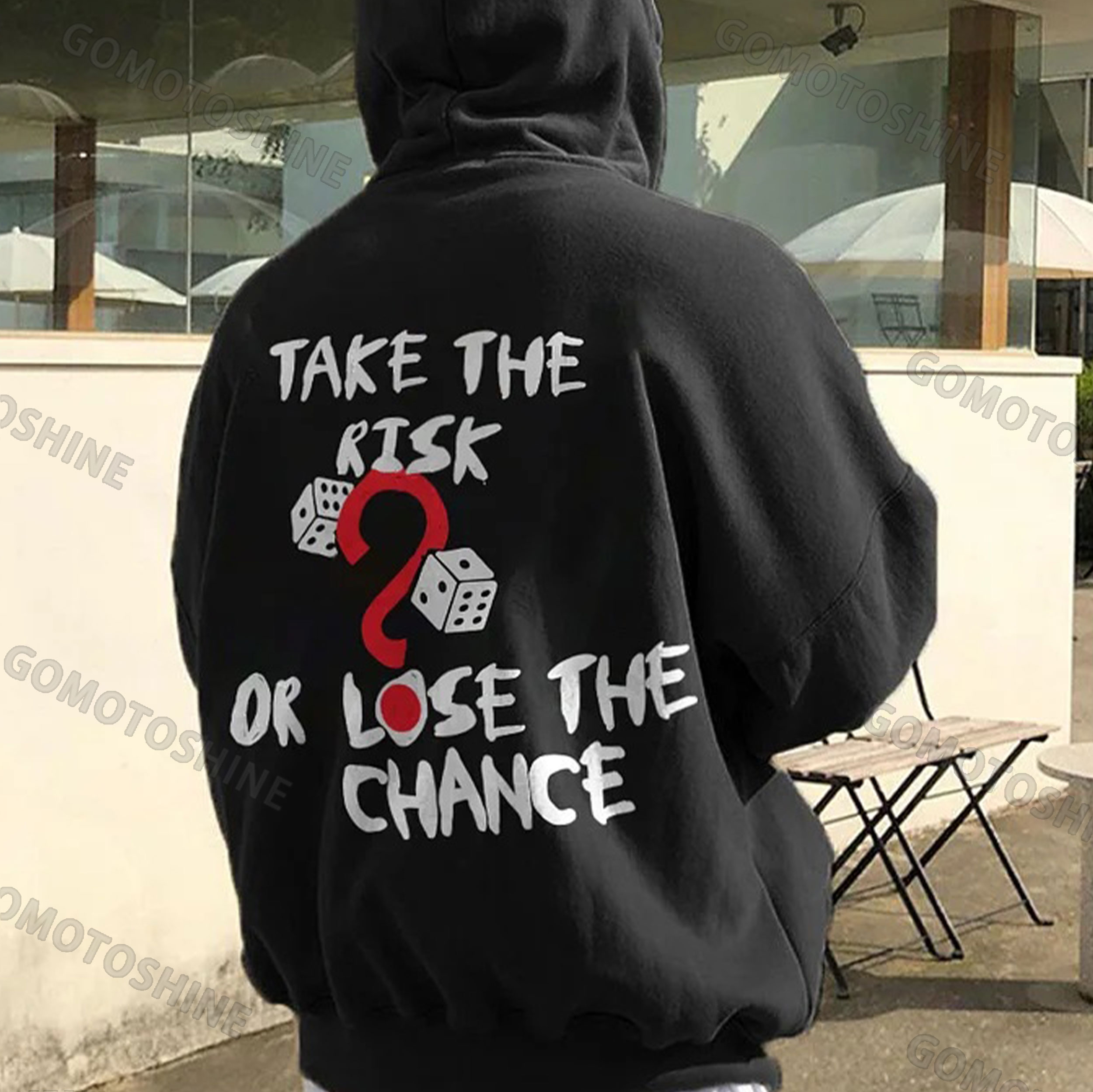 TAKE THE RISK OR LOSE THE CHANCE Dice Print Men's Hoodie
