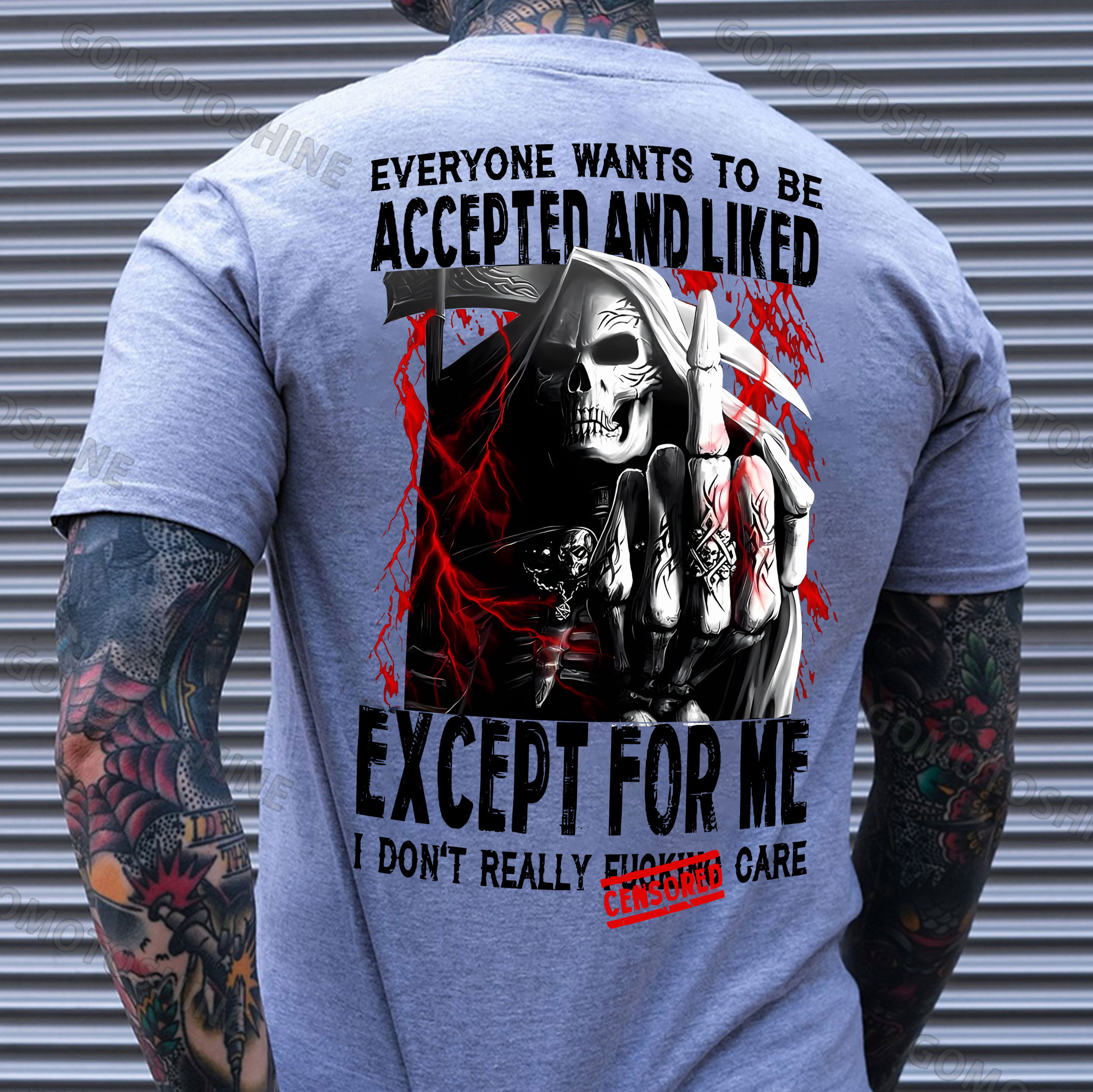 EVERYONE WANTS TO BE ACCEPTED AND LIKED EXCEPT FOR ME Defiant Skeleton Print Men's T-Shirt