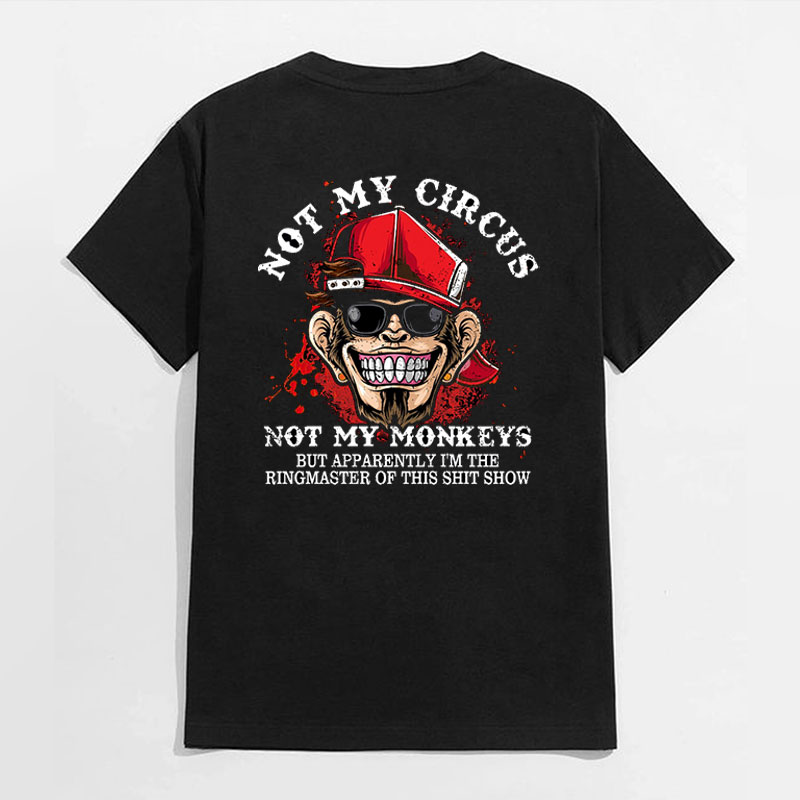 NOT MY CIRCUS NOT MY MONKEYS Black Print T-shirt