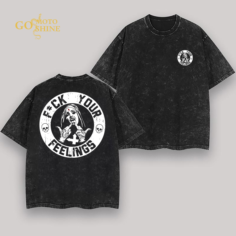 FUCK YOUR FEELINGS Defiant Nun Men's Washed T-shirt