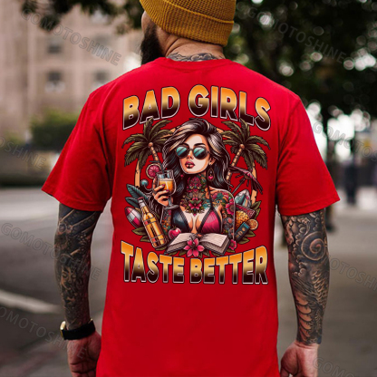 BAD GIRLS TASTE BETTER Vacation Tattooed Lady Print Men's T-Shirt