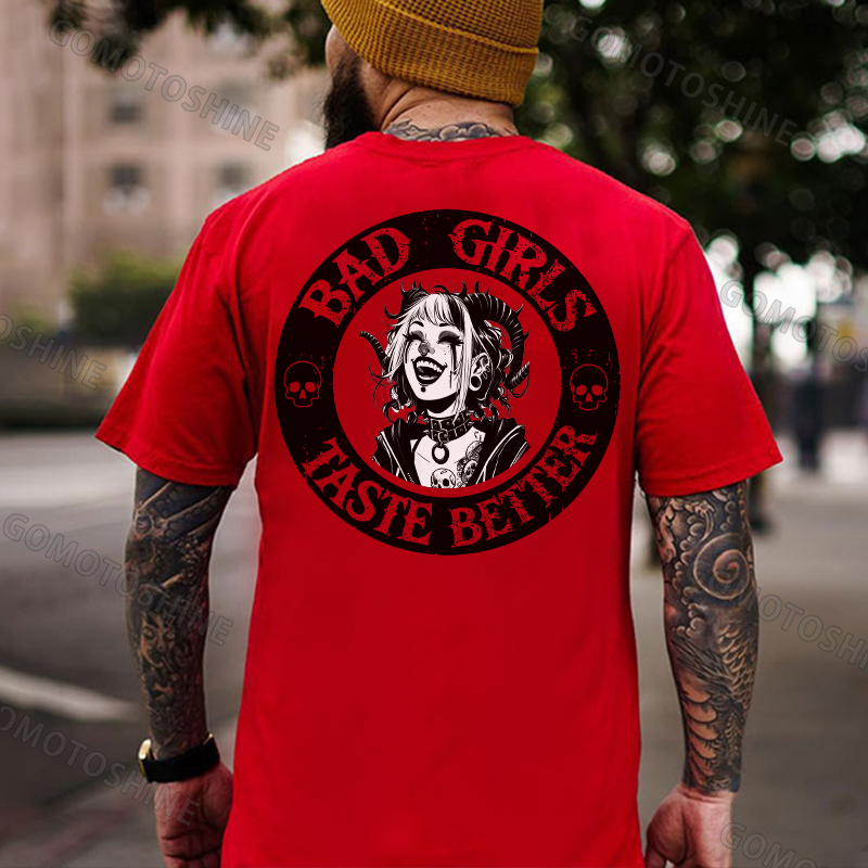 BAD GIRLS TASTE BETTER Laughing Devil Girl Print Men's T-Shirt
