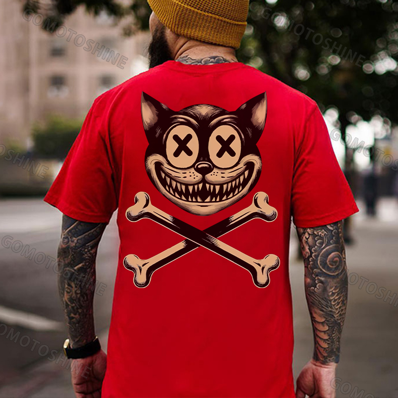 Cat Skull Print Men's T-Shirt