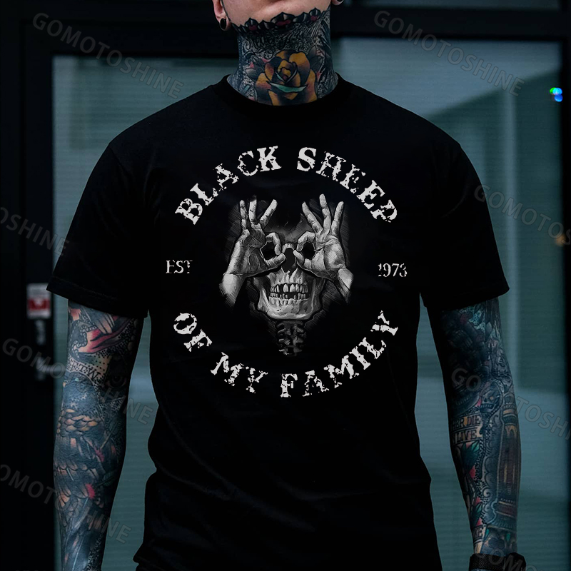 BLACK SHEEP OF MY FAMILY Skull With OK Print Men's T-Shirt