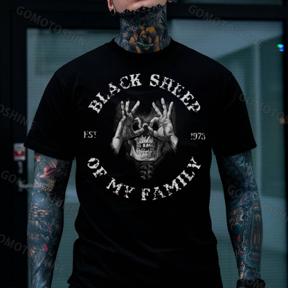 BLACK SHEEP OF MY FAMILY Skull With OK Print Men's T-Shirt