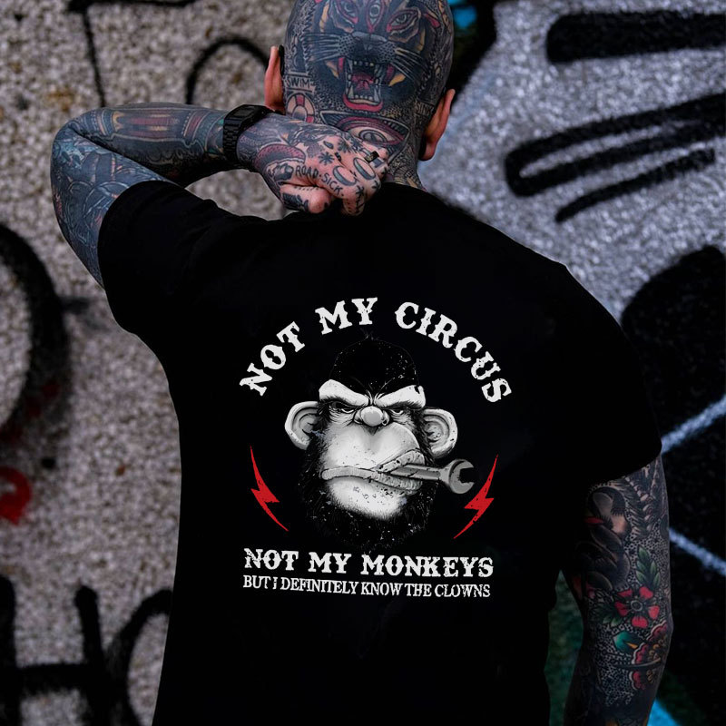 NOT MY CIRCUS NOT MY MONKEY Black Print T-shirt