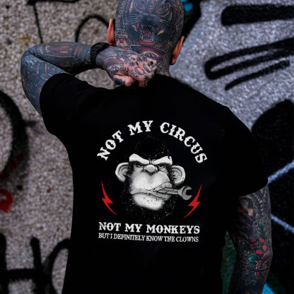 NOT MY CIRCUS NOT MY MONKEY Black Print T-shirt