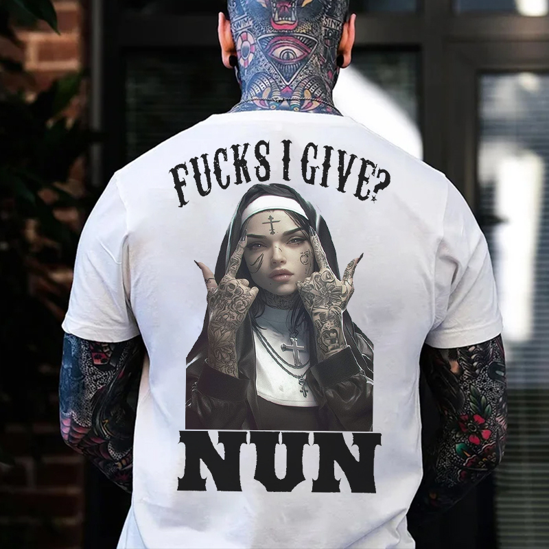 F*CKS I GIVE NUN Defiant Nun Print Men's T-Shirt Image - 2