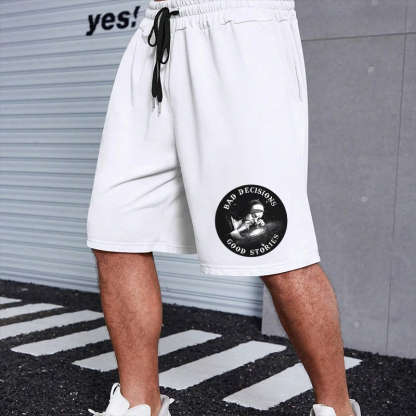 BAD DECISIONS GOOD STORIES Nun Smoking Print Men's Shorts