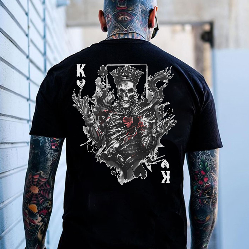 Poker K Skeleton King Print Men's T-Shirt