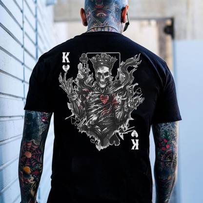 Poker K Skeleton King Print Men's T-Shirt