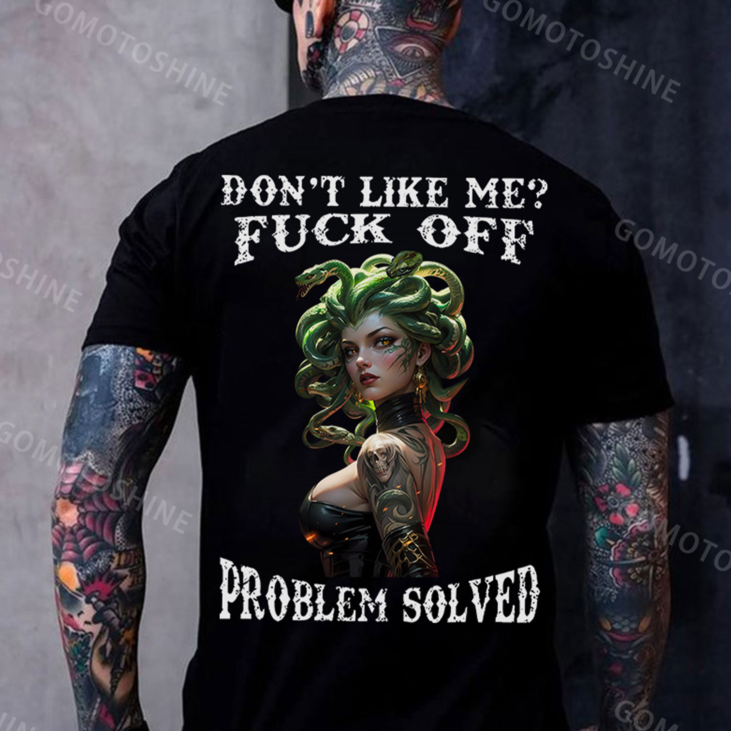DON'T LIKE ME FUCK OFF Medusa Print Men's T-Shirt