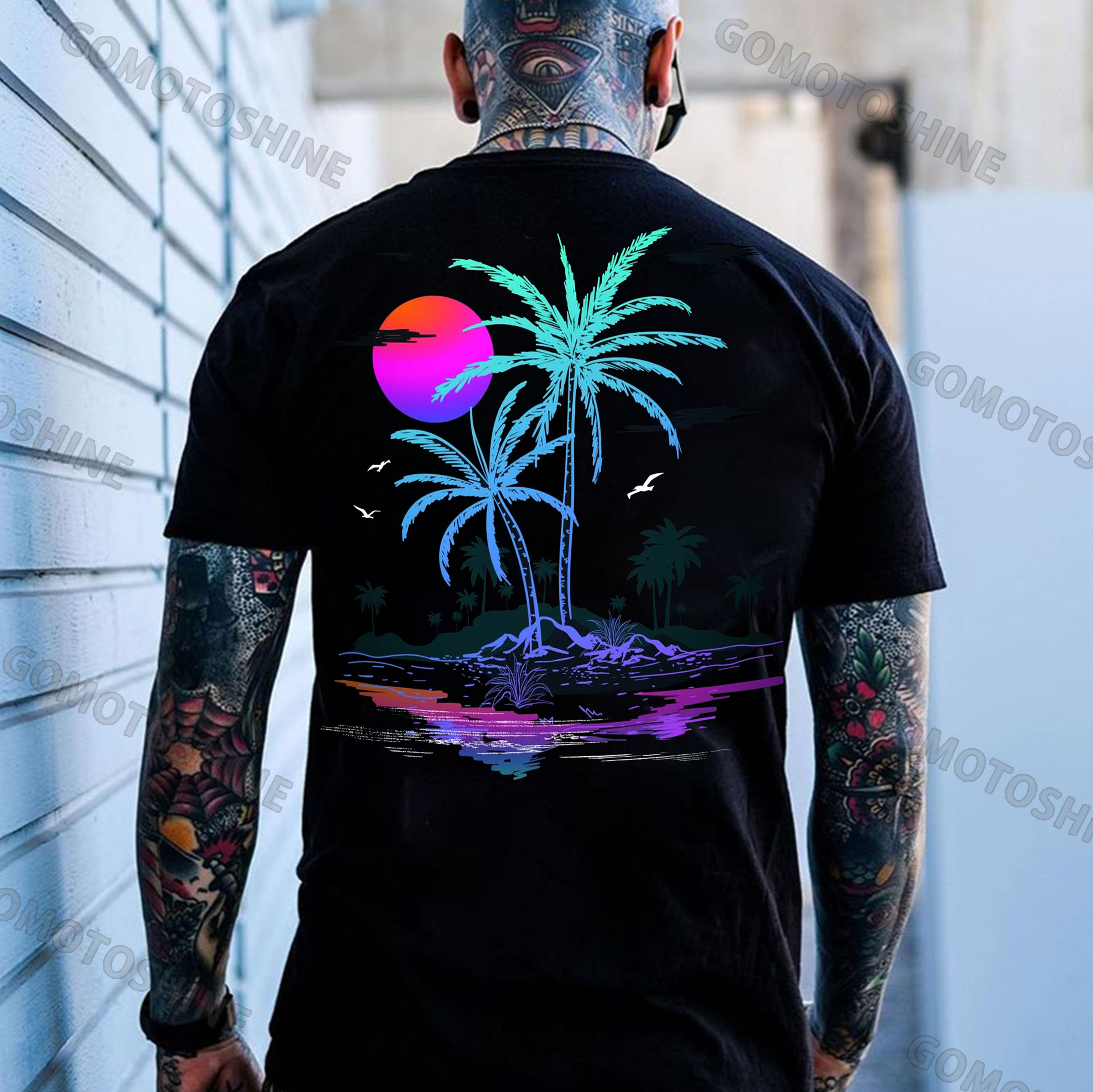 Sunset Coconut Trees Print Men's T-Shirt