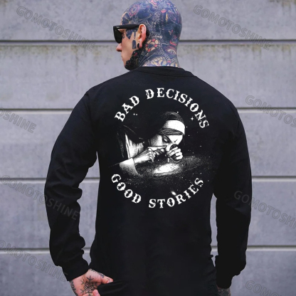 BAD DECISIONS GOOD STORIES Defiant Nun Print Men's Sweatshirt