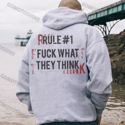 RUDE #1 FUCK WHAT THEY THINK Distressed Graphic Black Print Hoodie