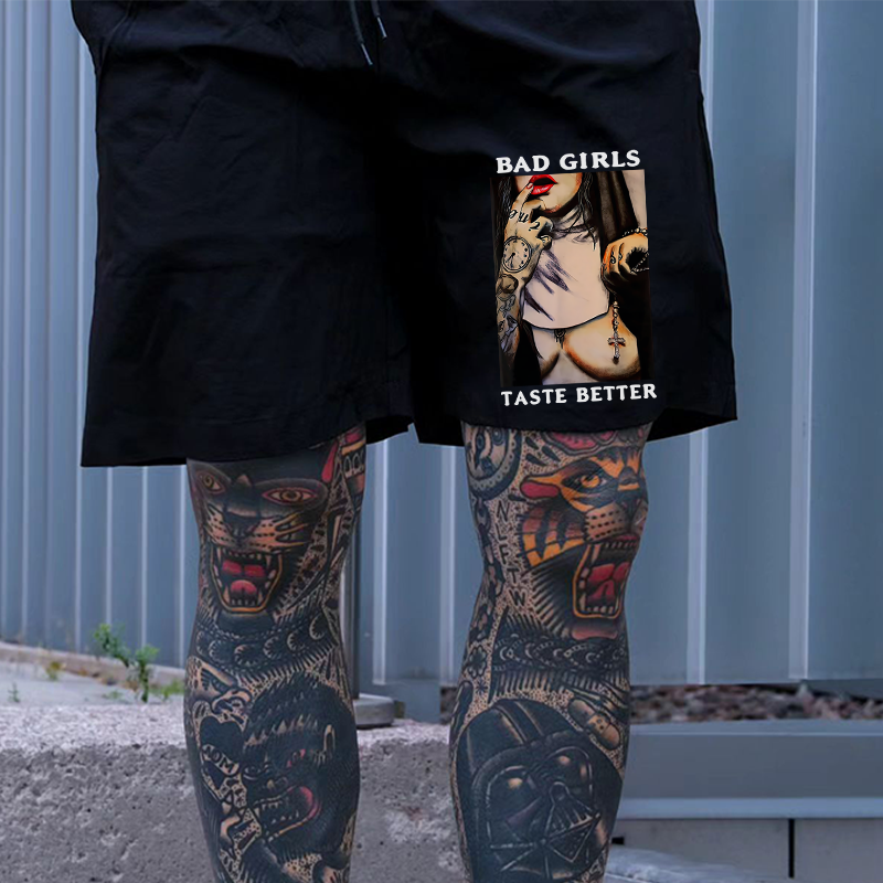 BAD GIRLS TASTE BETTER Sexy Nun Print Men's Shorts