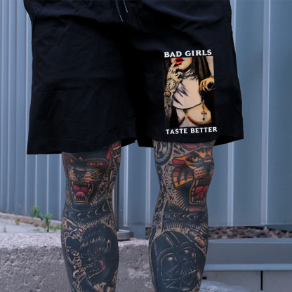 BAD GIRLS TASTE BETTER Sexy Nun Print Men's Shorts