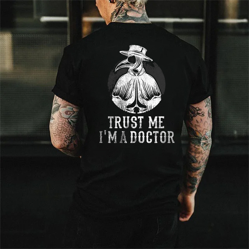 TRUST ME I'M A DOCTOR Crow Mask Doctor Black Print T-shirt