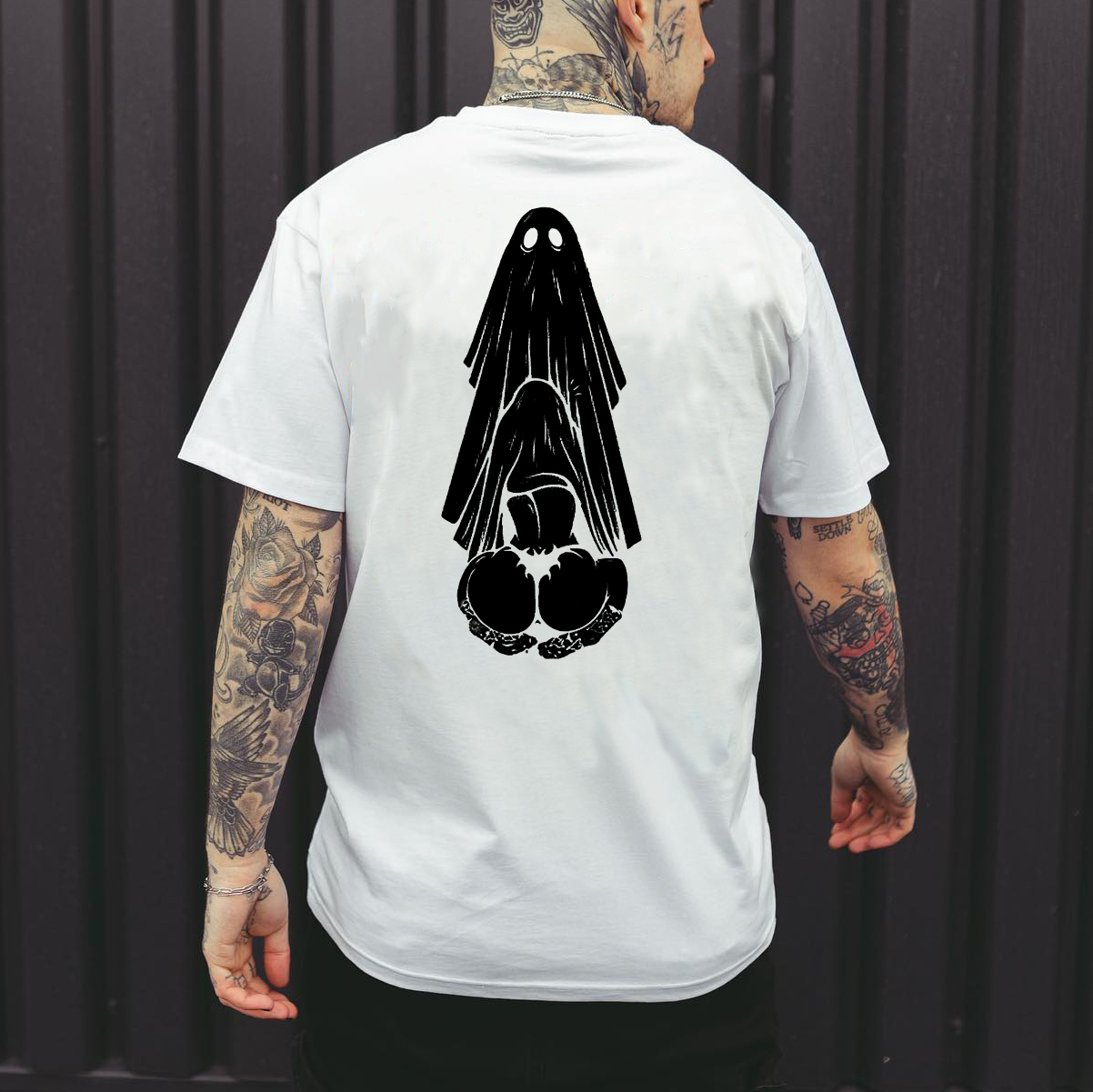 Oral Sex with Ghost Dirty Love Casual Black and White Print T-shirt