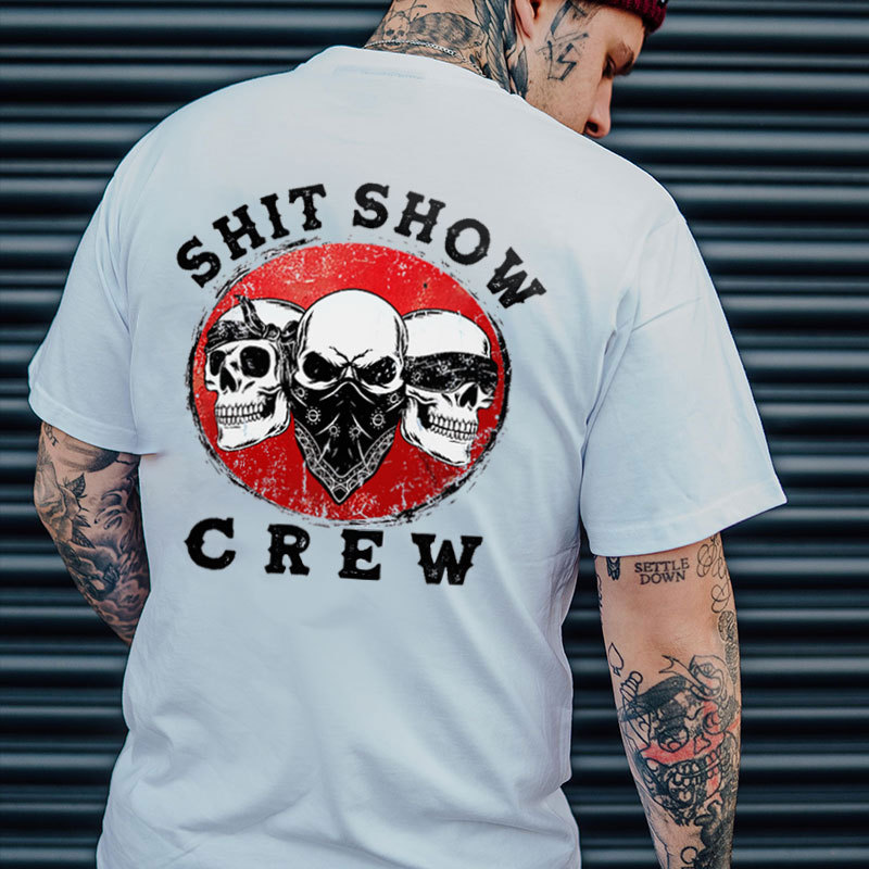 SHIT SHOW CREW Three Skull Print Men's T-shirt