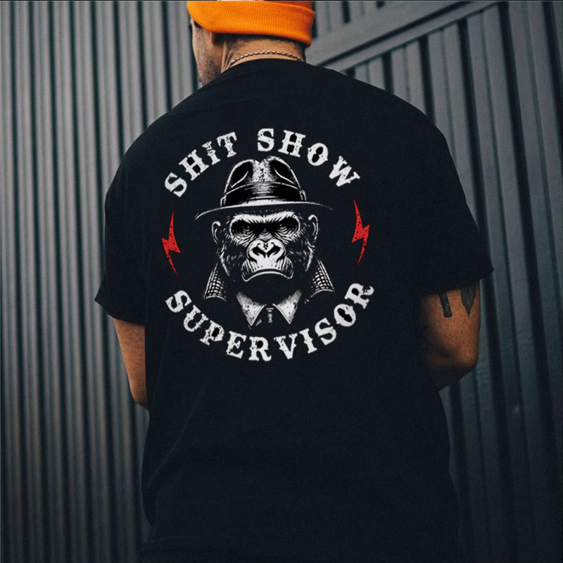 SHIT SHOW SUPERVISOR Chimpanzee Black Print T-shirt
