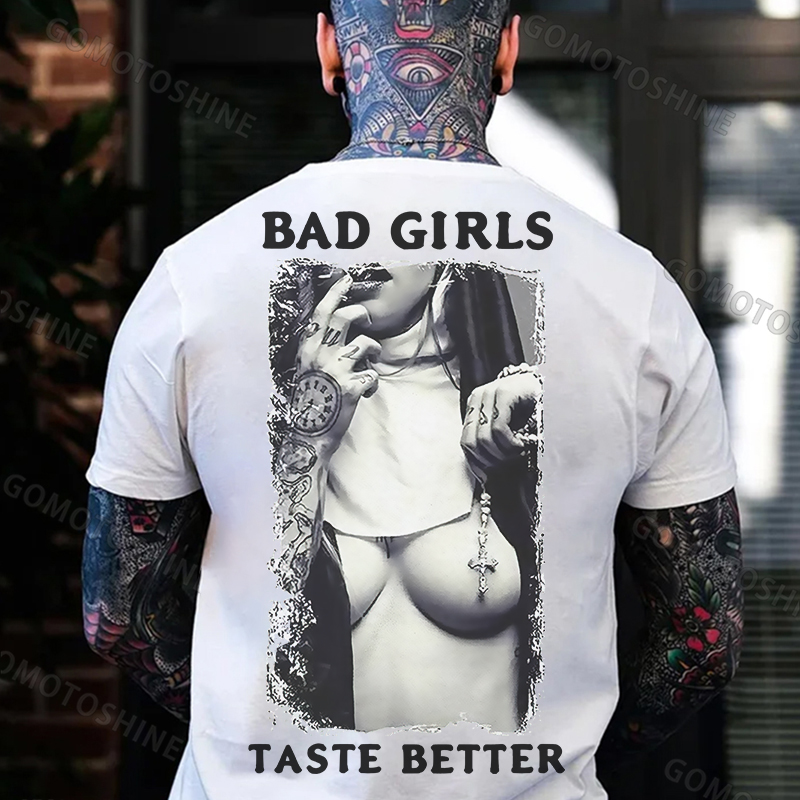 BAD GIRLS TASTE BETTER Naked Nun Print Men's T-Shirt